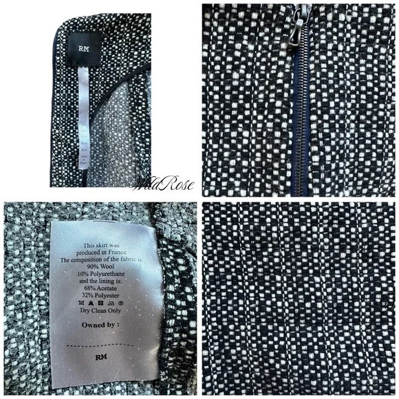 RM ROLAND MOURET Gray Tweed Wool Pencil Skirt SZ 8 - Picture 14 of 14